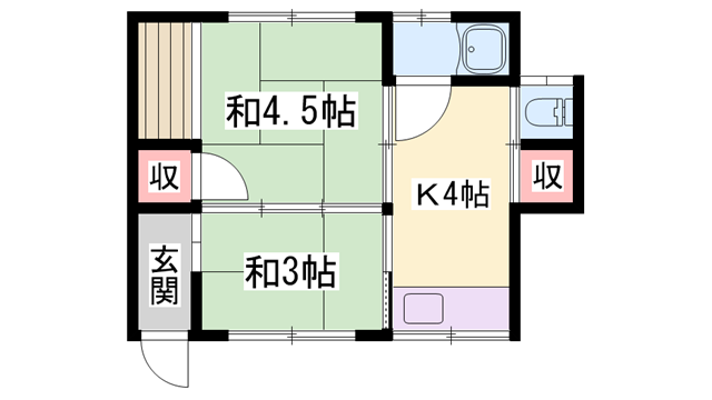 新和ハイツ(2K/1階)の間取り写真