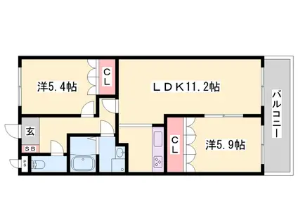 コンフォース大開(2LDK/1階)の間取り写真