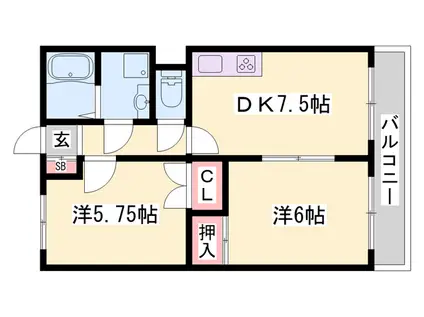 アメニティ中田3(2DK/3階)の間取り写真