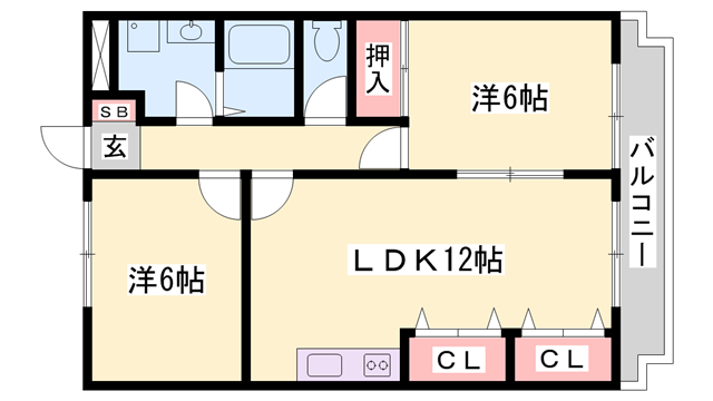 ニューマリッチ加古(2LDK/2階)の間取り写真