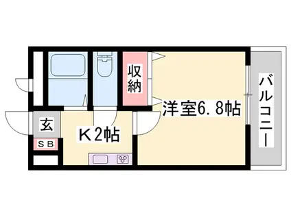 ハッピー 播州(1K/2階)の間取り写真