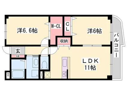 メゾンドフレール(2LDK/1階)の間取り写真
