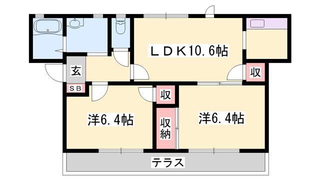 フレグランス今市(2LDK/1階)の間取り写真