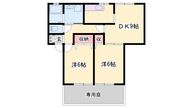 フォレストコート(2LDK/1階)の間取り写真