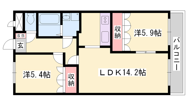 プロニティハウス(2LDK/2階)の間取り写真