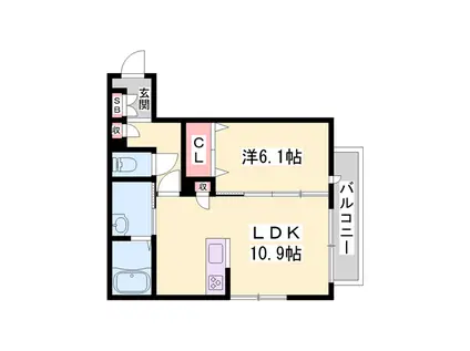 エグレット姫路3(1LDK/2階)の間取り写真