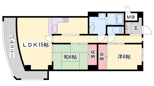 プレジオ滝野(2LDK/3階)の間取り写真