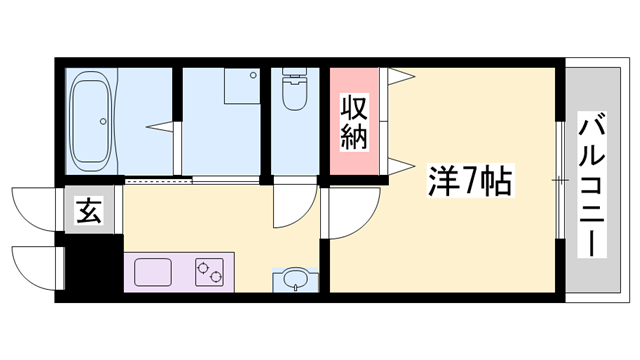ラフェスタ妻鹿(1K/1階)の間取り写真
