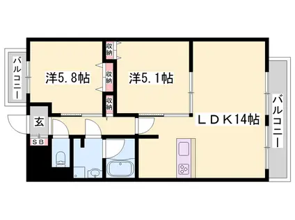 パークフォレスト(2LDK/1階)の間取り写真