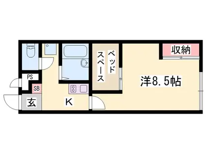 加古川線 西脇市駅 徒歩7分 2階建 築25年(1K/1階)の間取り写真