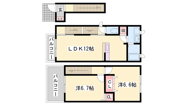 メゾン ド リジェールN(2LDK/2階)の間取り写真
