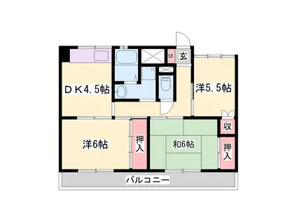 ビレッジハウス中村(3DK/3階)の間取り写真