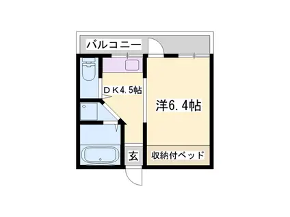 ヒルハイツA棟(1DK/1階)の間取り写真