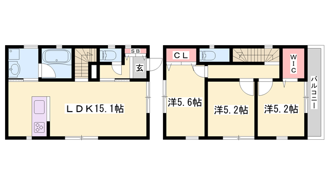 山陽電気鉄道本線 手柄駅 徒歩28分 2階建 築3年(3LDK)の間取り写真