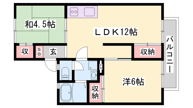 エルハイツ・イイダ(2LDK/1階)の間取り写真