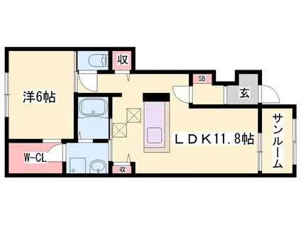 ウエストガーデンⅥ(1LDK/1階)の間取り写真