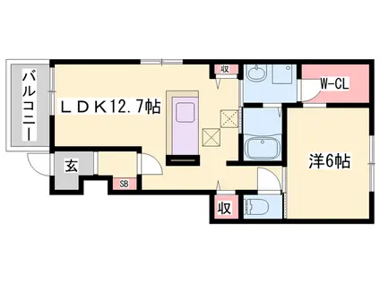 ルミナーレ(1LDK/1階)の間取り写真