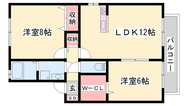 シャルマンコート A棟(2LDK/1階)の間取り写真