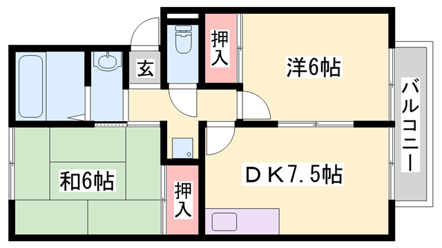 ロイヤル三木(2DK/2階)の間取り写真