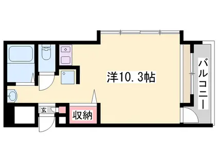 宝殿ヤングパレス(ワンルーム/2階)の間取り写真