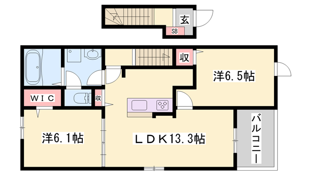 カミーノクラントーノ トレ(2LDK/2階)の間取り写真