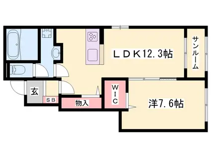カミーノクラントーノ ドゥーエ(1LDK/1階)の間取り写真
