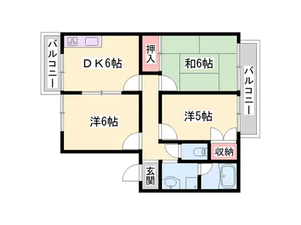 コート・ダジュール(3DK/1階)の間取り写真