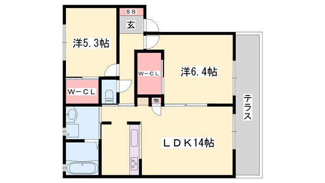 カルムリー溝口駅前(2LDK/1階)の間取り写真
