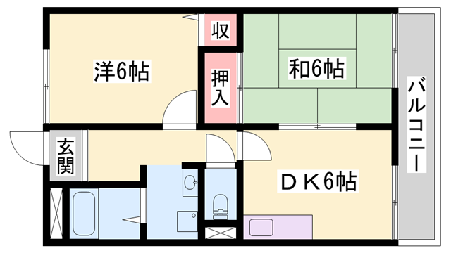 ロイヤルヒルズ北平野(2DK/4階)の間取り写真