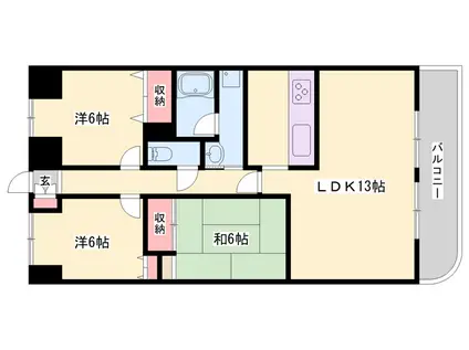 ライオンズマンション姫路東今宿(3LDK/15階)の間取り写真