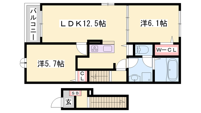 ディオパルコ(2LDK/2階)の間取り写真