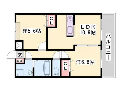 チアフル・ハイム(2LDK/1階)の間取り写真