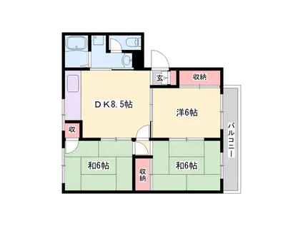 サンパレス小野(3DK/3階)の間取り写真