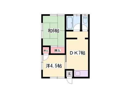 広野アパート(2DK/2階)の間取り写真