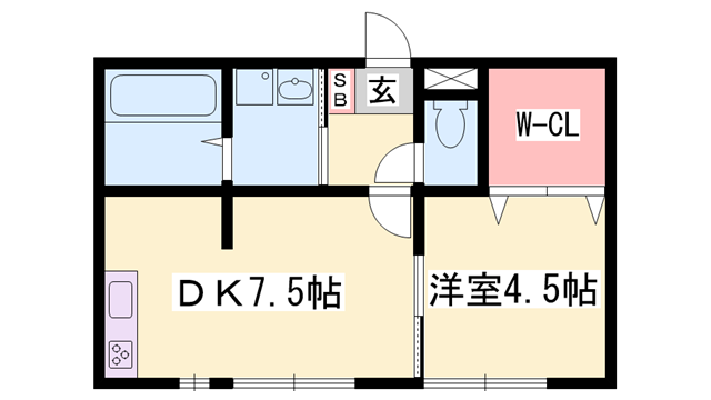ソレジオ(1DK/1階)の間取り写真
