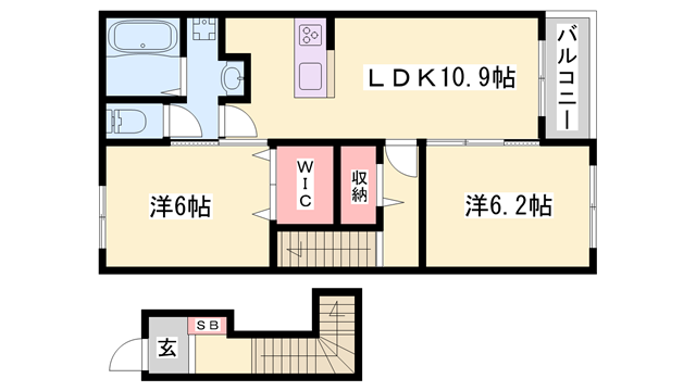 ル・レスト高田(2LDK/2階)の間取り写真