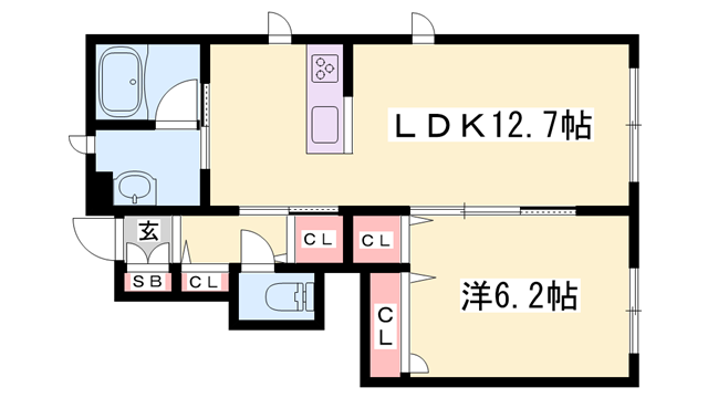 ANGE MAISON下戸田(1LDK/1階)の間取り写真