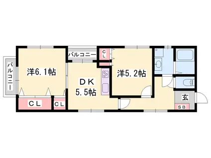 メゾン・ド・エトワール(2DK/1階)の間取り写真