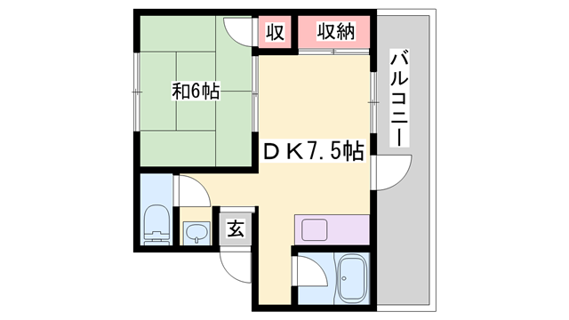 ミストラル土山(1DK/2階)の間取り写真