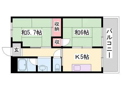 上中グリーンハイツ(2DK/1階)の間取り写真