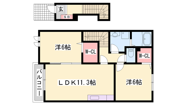 グランツメゾンⅡ(2LDK/2階)の間取り写真