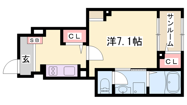 アネモスヒルズ姫路早瀬Ⅰ(1K/1階)の間取り写真