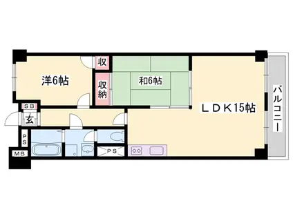 クラウンズビラ花影(2LDK/3階)の間取り写真