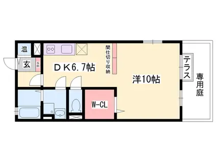 メイプルコート佐土(1DK/1階)の間取り写真