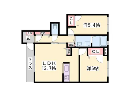 ジラソーレ・パラッツォ(2LDK/1階)の間取り写真