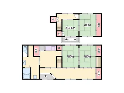 山陽本線 姫路駅 バス乗車時間：21分 御立５丁目停下車バス停で下車 徒歩4分 2階建 築55年(4DK)の間取り写真