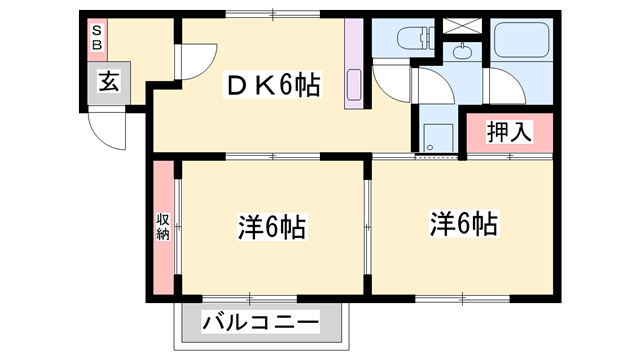 ドミールⅠ(2DK/1階)の間取り写真