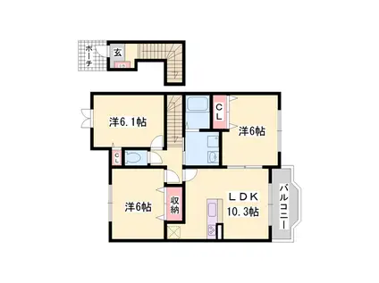 グレイスフルフィールドⅤ(3LDK/2階)の間取り写真
