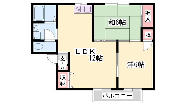第二ハイネス(2LDK/2階)の間取り写真