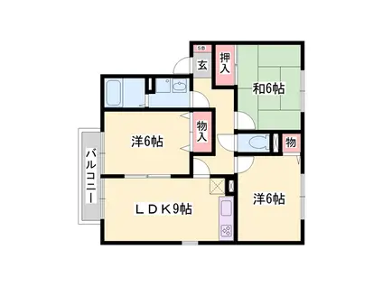 ヴィラウィッシュ(3DK/2階)の間取り写真